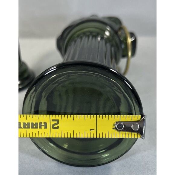 AVON Pony Post Decanter, Leather After Shave Lotion Glass Bottle, Green Lot Of 2 - Picture 9 of 13